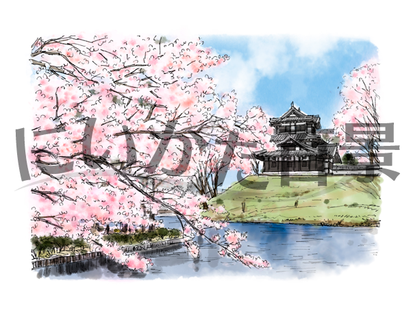 【J006】高田城三重櫓と咲き誇る桜
